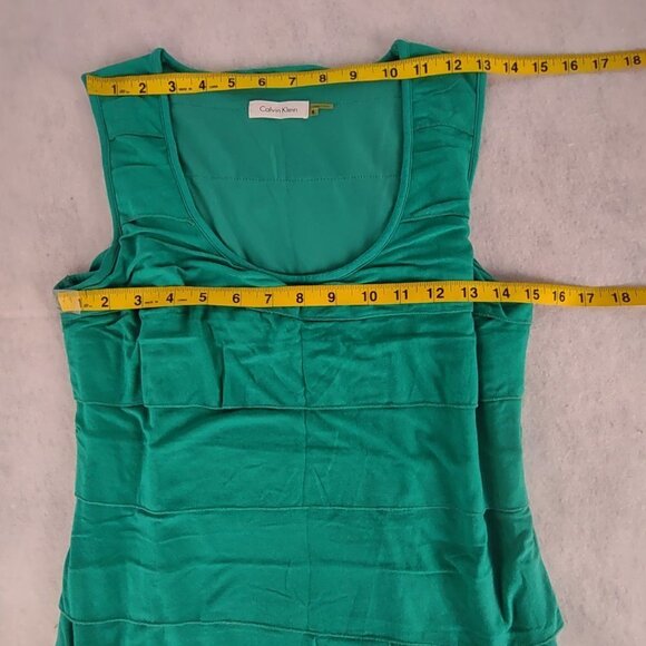 Calvin Klein Women's Teal, Green Sleeveless Ruffle Tiered Midi Dress Size 8 - Picture 7 of 10